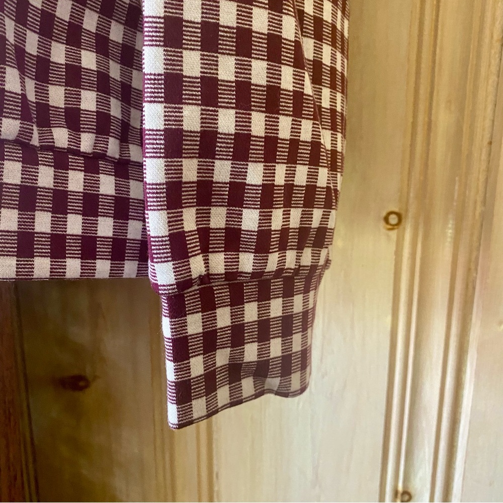 LOU AND GREY BIRDSEYE GINGHAM PONTE SWEATSHIRT IN PLUM KISS SIZE LARGE - Picture 3 of 9